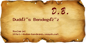 Dudás Bendegúz névjegykártya